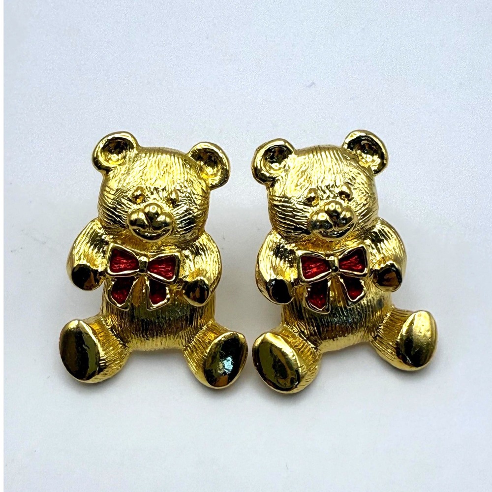 Vintage Avon Teddy Bear Earrings 1998 –‎ Collectible Jewelry - Original Box